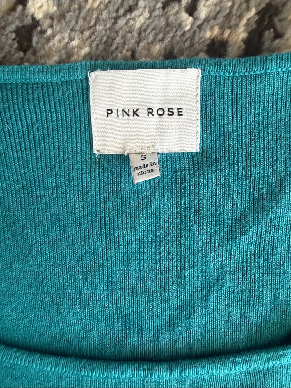PINK ROSE Teal Ribbed Scoop Neck Top - Picture 3 of 3